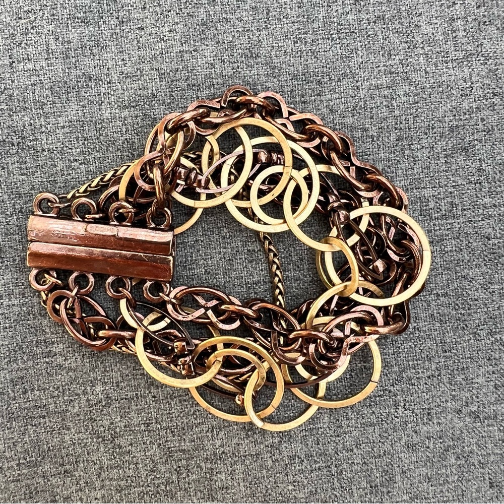 Chico’s Mixed-metal multi-strand bracelet antique copper-tone gold-tone chains